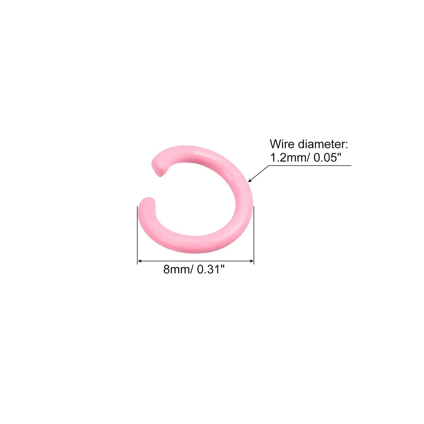 uxcell 8mm Open Jump Rings Carbon Steel Pink 80Pcs DIY Craft Connectors