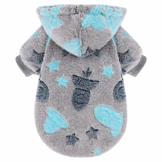 Wansommy Dog Sweater Glow in Dark Hoodie Soft Flannel Grey Rocket Size XS