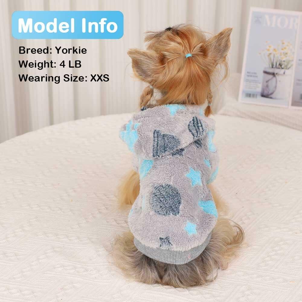 Wansommy Dog Sweater Glow in Dark Hoodie Soft Flannel Grey Rocket Size XS