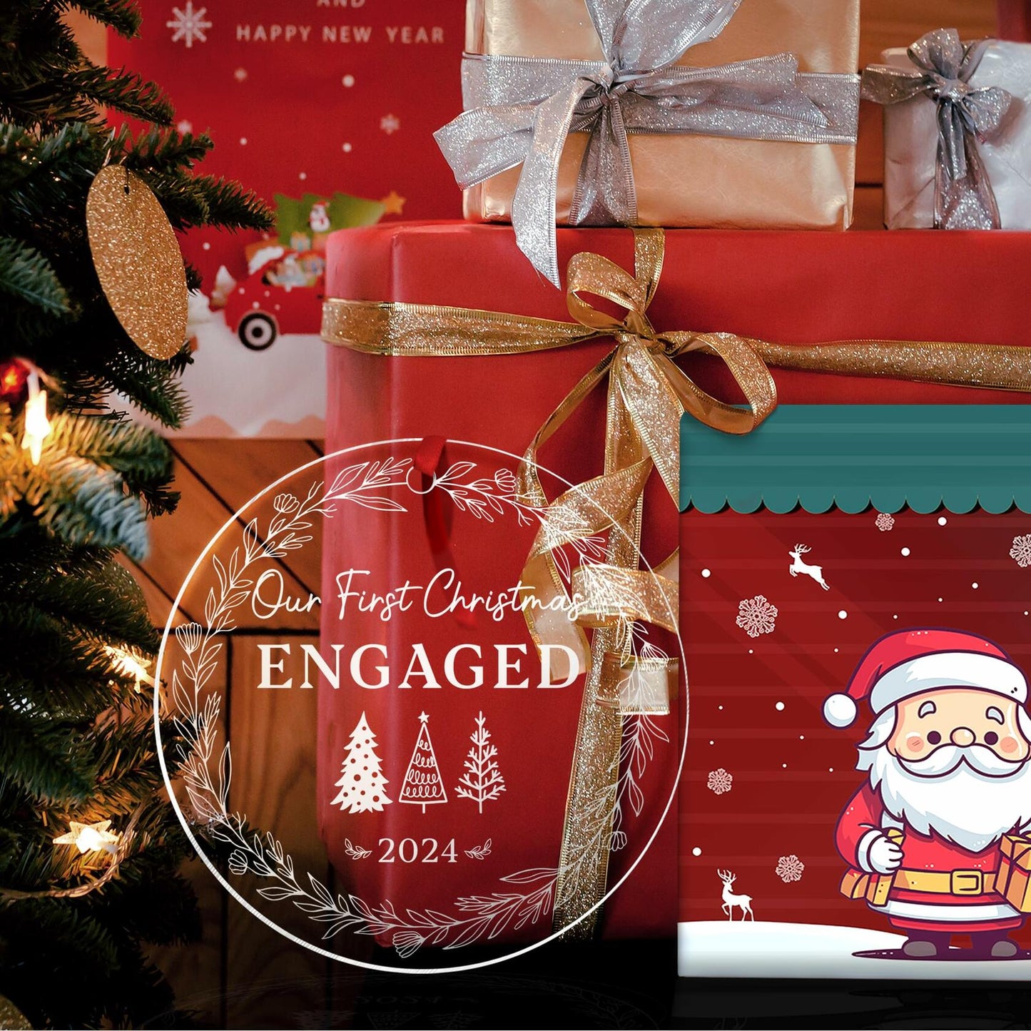 Our First Christmas Mr & Mrs 2024 Crystal Glass Ornament Wedding Gift