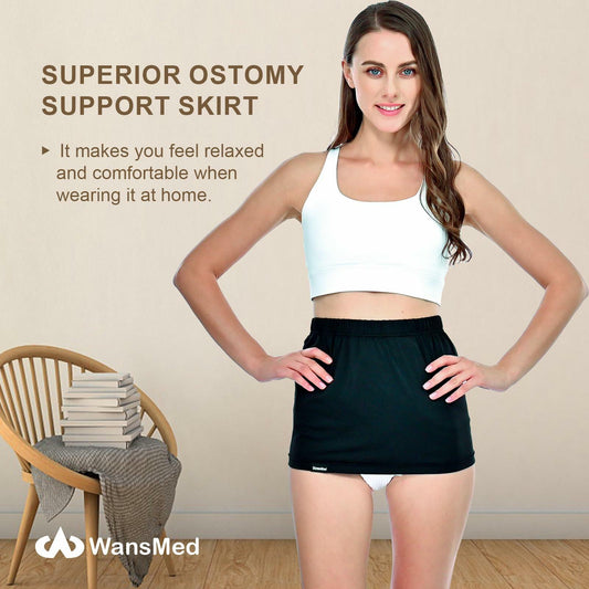 WansMed Ostomy Support Garment Secure Colostomy Bags Black Size M
