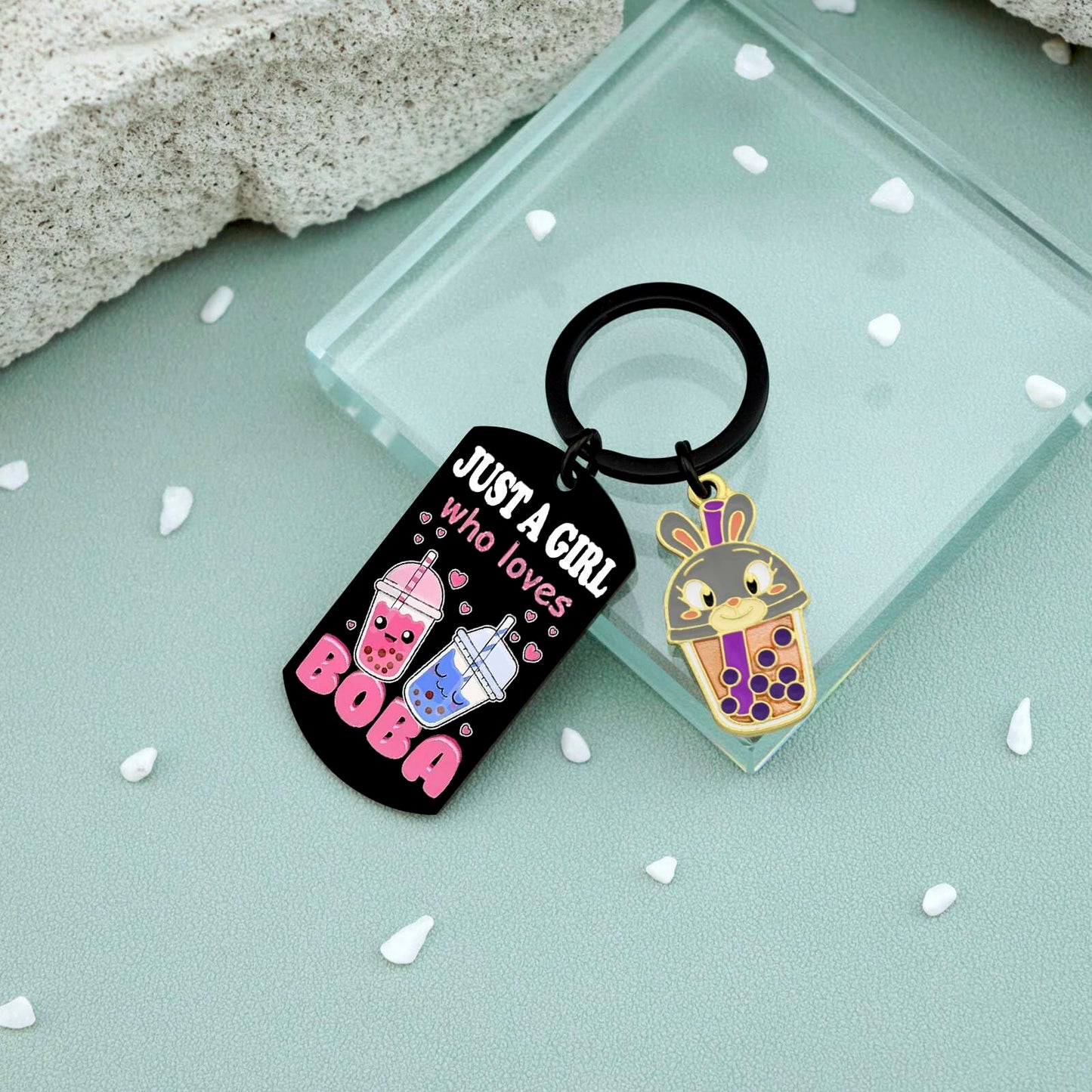 Crizaor Boba Tea Keychain Ornament Just a Girl Who Loves Boba 5"