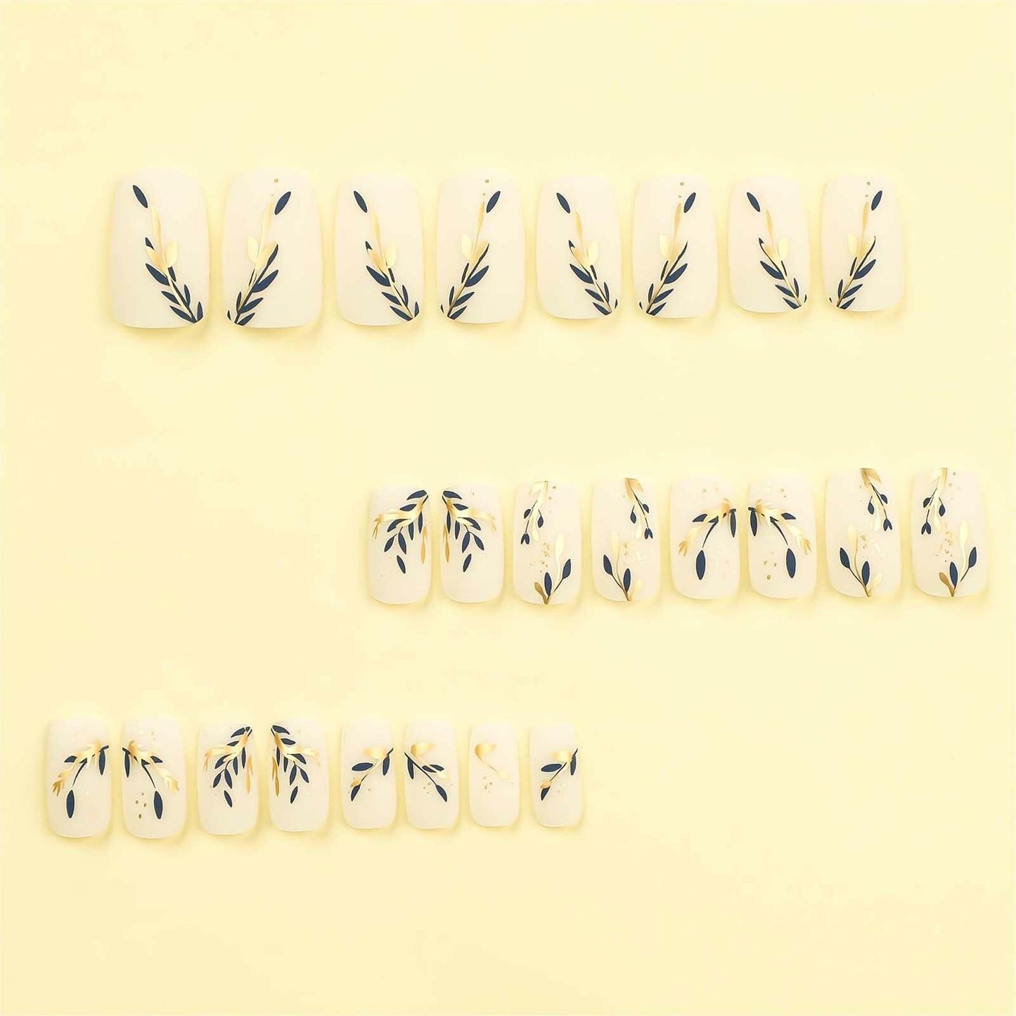 RUOKEXIN Acrylic Press On Nails Short Square Pink Gold Glitter 24Pcs
