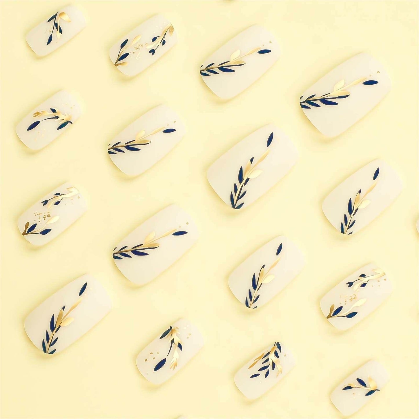RUOKEXIN Acrylic Press On Nails Short Square Pink Gold Glitter 24Pcs