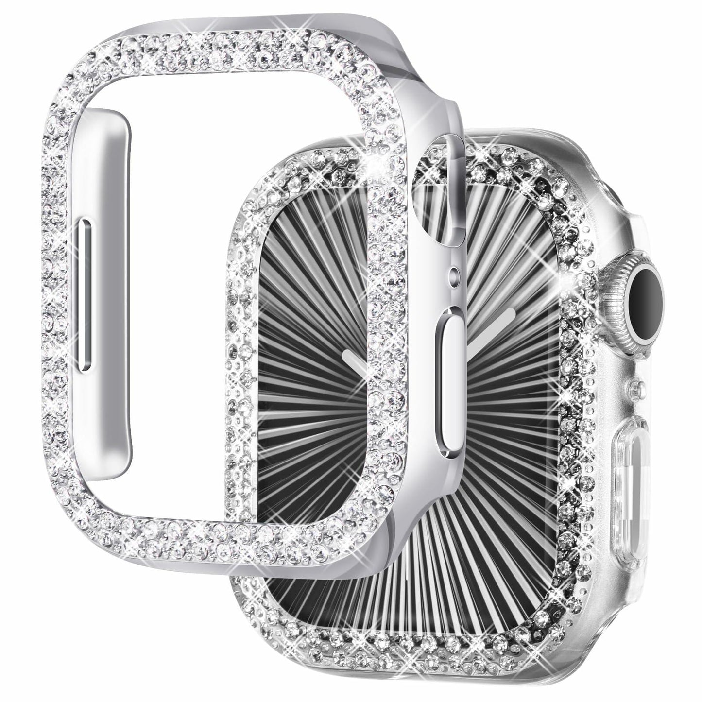 NewWays 2-Pack Apple Watch Case 44mm SE Series 4/5/6 Silver/Clear