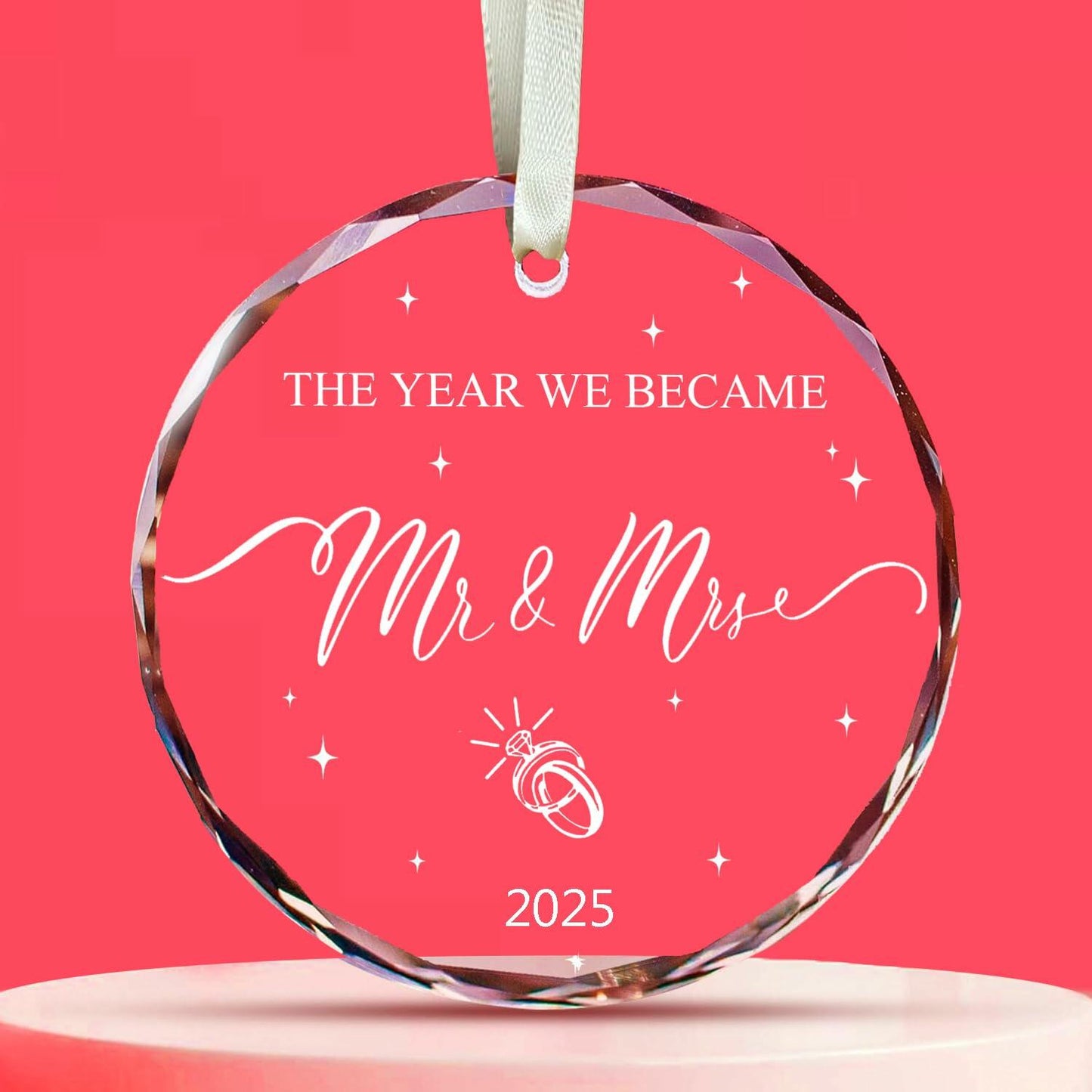 RchSLK Wedding Crystal Ornaments Mr and Mrs Our First Married 2024 Gift
