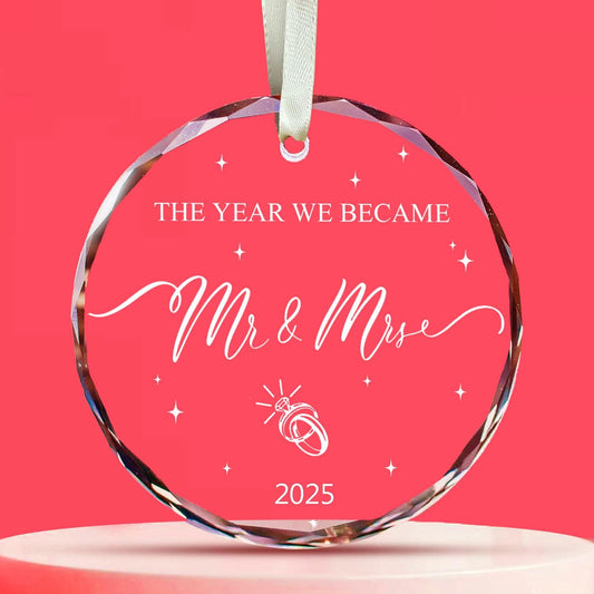 RchSLK Wedding Crystal Ornaments Mr and Mrs Our First Married 2024 Gift