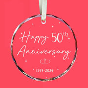 50th Anniversary Glass Wedding Ornament Keepsake Gift for Couple 3 Inch