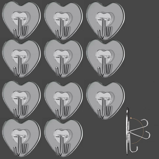 TocTen Adhesive Hooks 12 Pack Heavy Duty Clear Waterproof 30lb Max Load