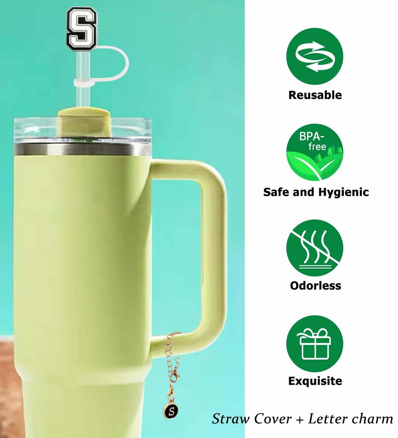 Nuozme 3PCS Straw Cover 10mm for Stanley 30&40oz Tumbler with Charms