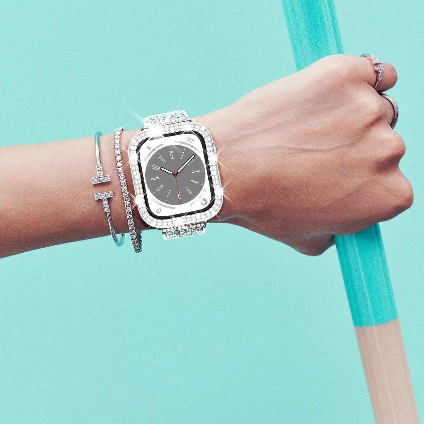 NewWays 2-Pack Apple Watch Case 44mm SE Series 4/5/6 Silver/Clear