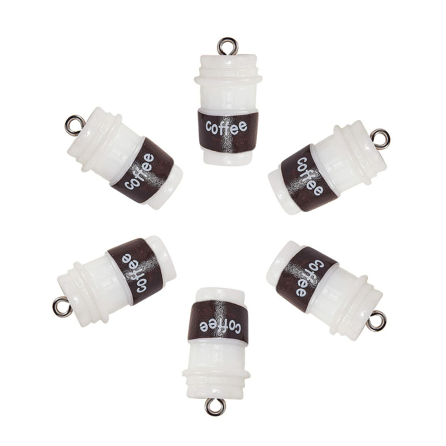 DanLingJewelry 20pcs Resin Coffee Cup Pendants with Loop for DIY Crafts