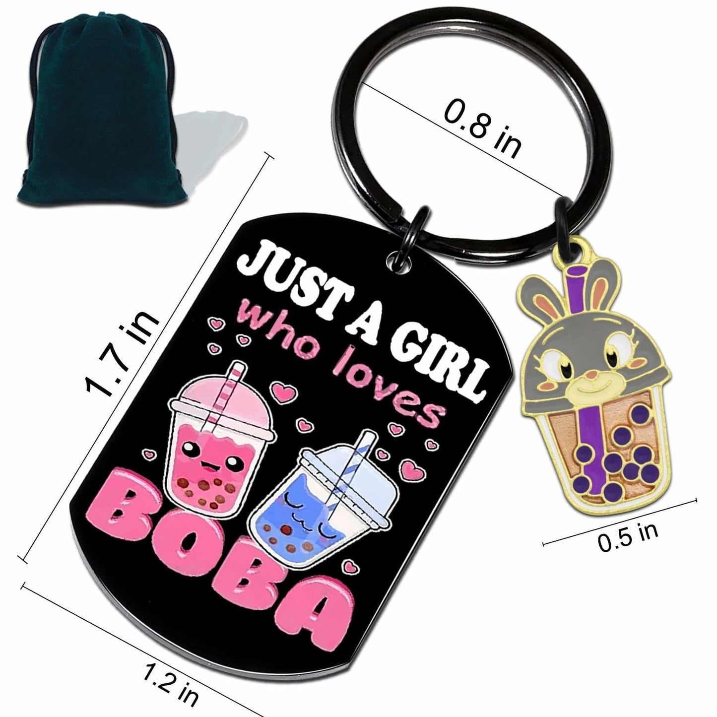 Crizaor Boba Tea Keychain Ornament Just a Girl Who Loves Boba 5"
