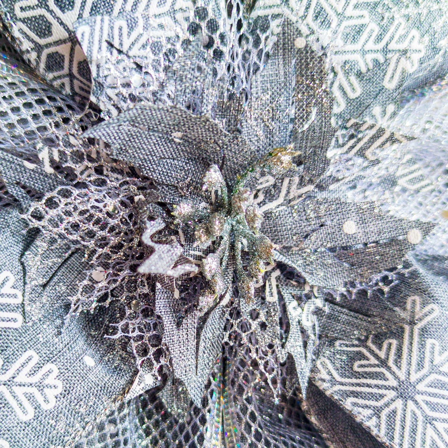 Christmas Tree Topper Bow Silver 53x13 Inch Xmas Flower Decor Indoor Outdoor