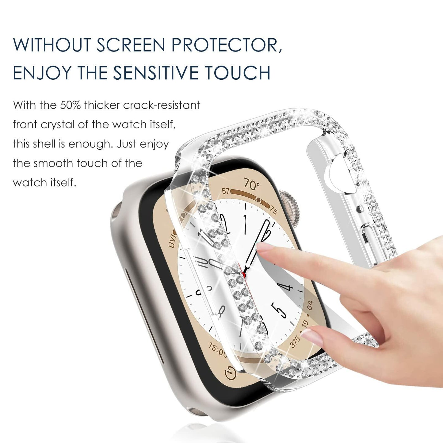 NewWays 2-Pack Apple Watch Case 44mm SE Series 4/5/6 Silver/Clear