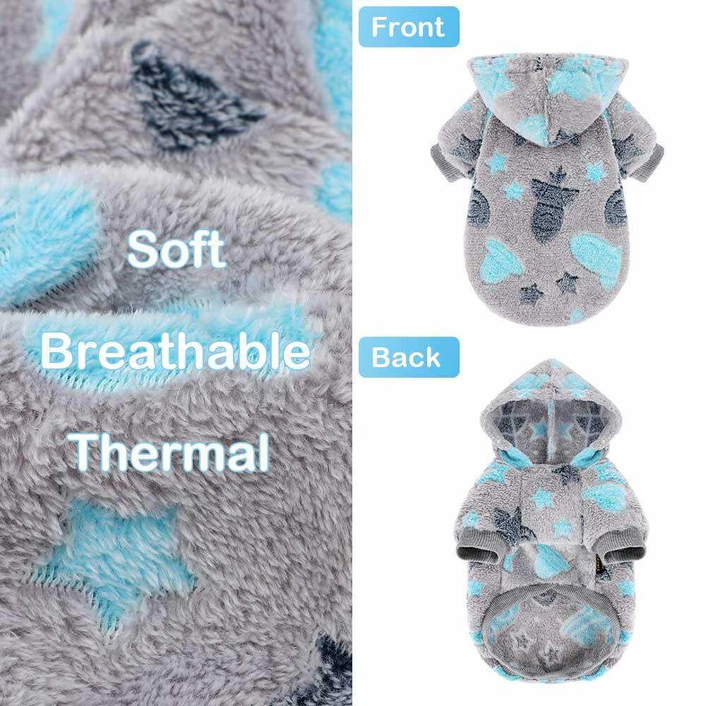 Wansommy Dog Sweater Glow in Dark Hoodie Soft Flannel Grey Rocket Size XS