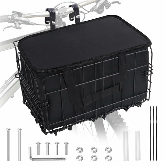 Meta Bike Basket Foldable Front Quick Release Large Black Bicycle Accessory
