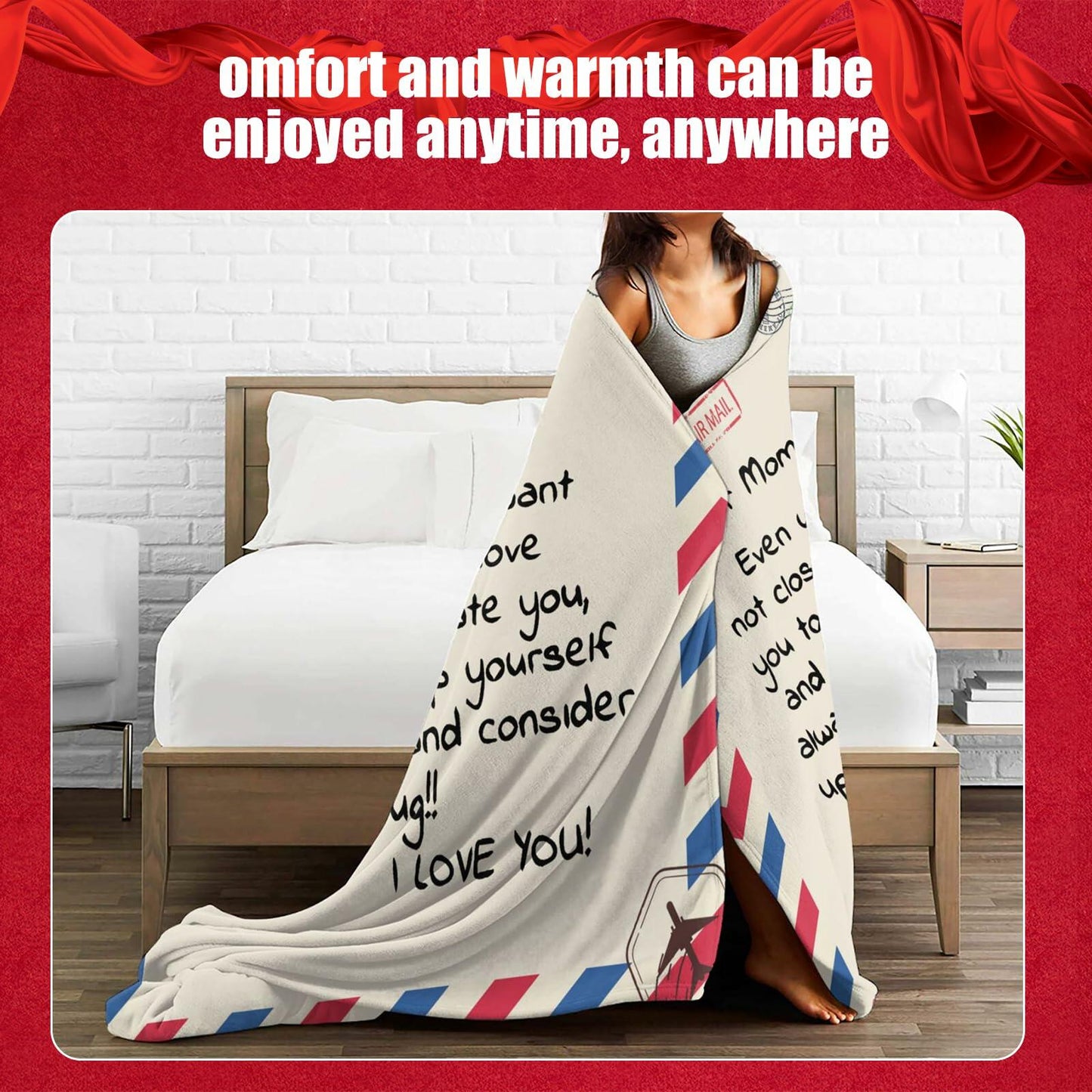 Dear Mom Blanket I Love You Letter Warm Soft Throw Blanket 80x60