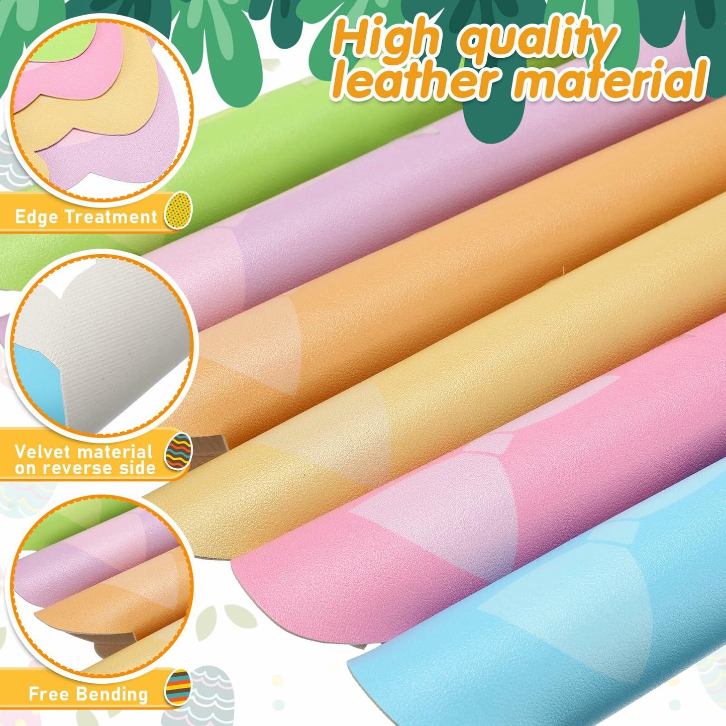 Remerry Easter Bunny Leather Placemats Set of 6 Waterproof Washable Mats
