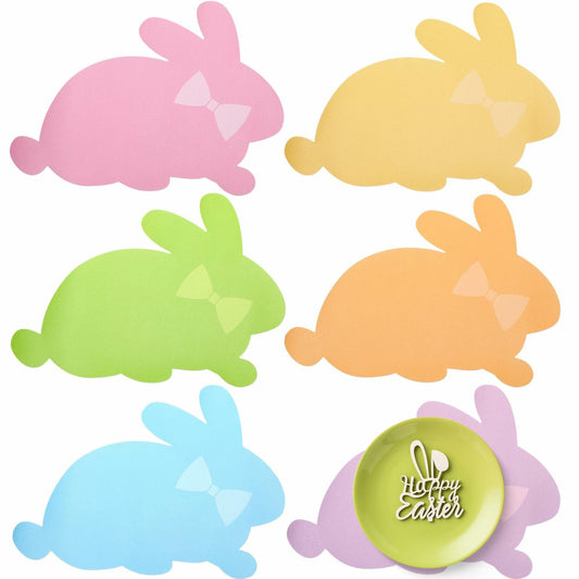 Remerry Easter Bunny Leather Placemats Set of 6 Waterproof Washable Mats