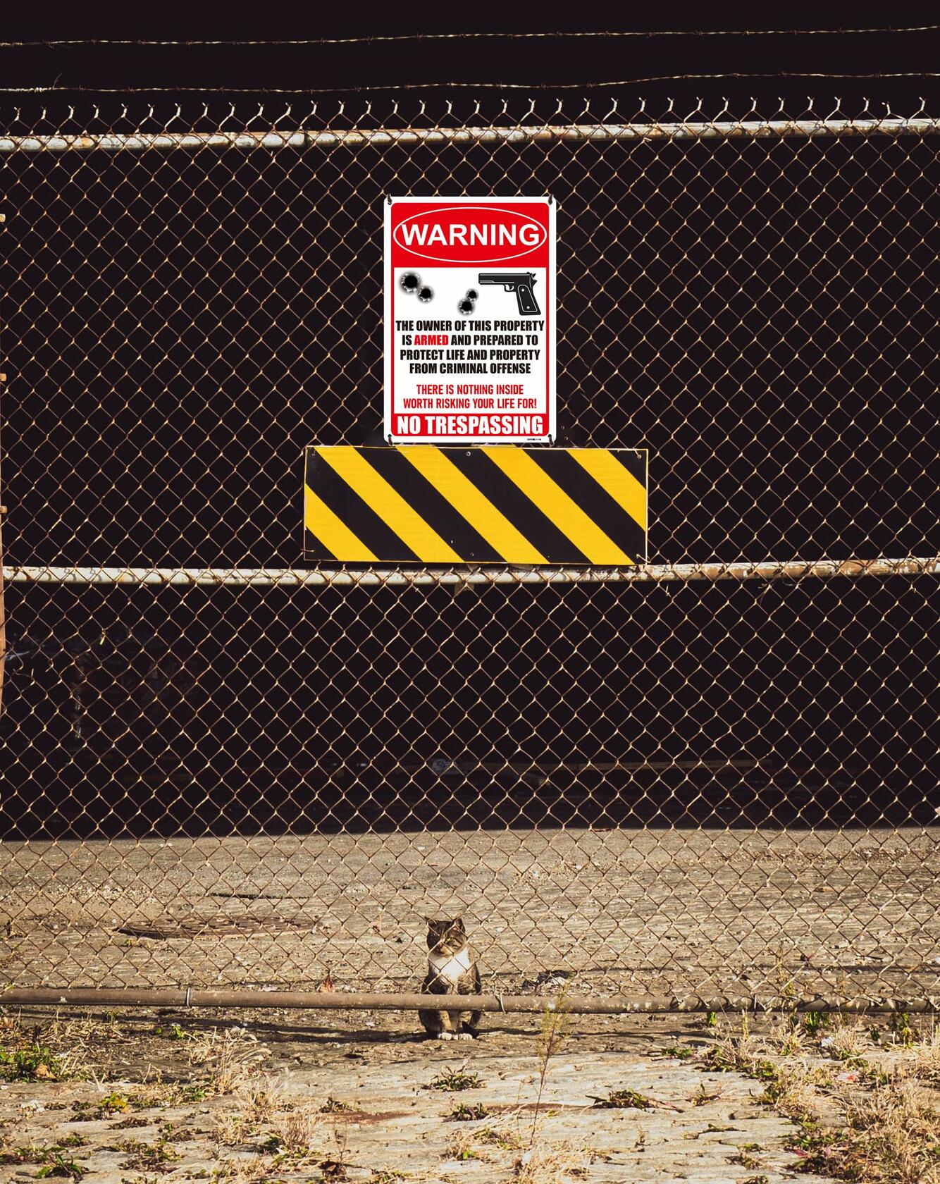 Ovyxely No Trespassing Gun Warning Sign Aluminum 10x7 Home Security