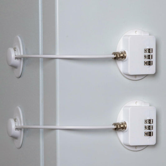 Refrigerator Lock Strong Adhesive Combination Fridge Door Lock White 2 Pack
