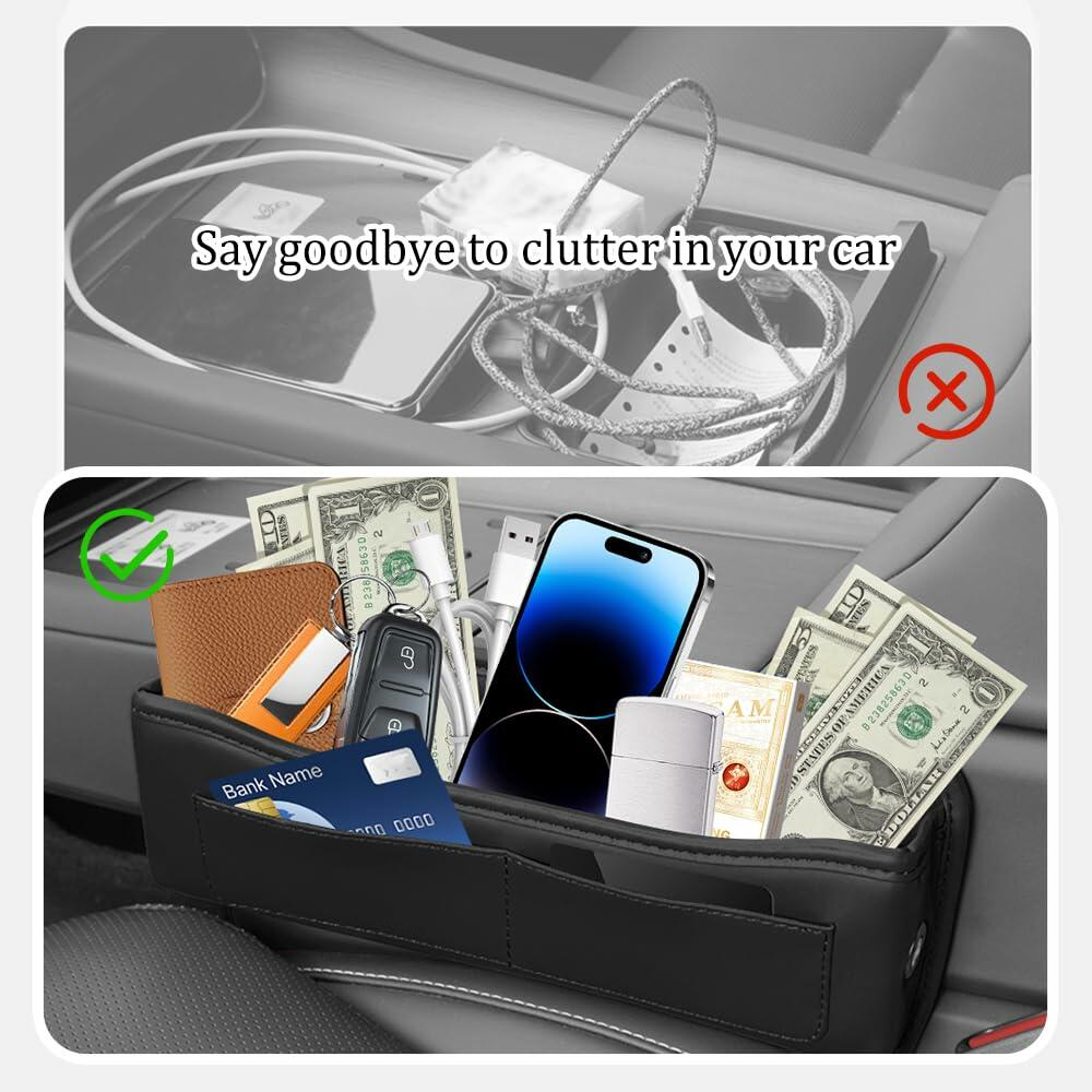 IHOTDER Car Seat Gap Filler Organizer with Cable Hole Large Capacity SUV Truck