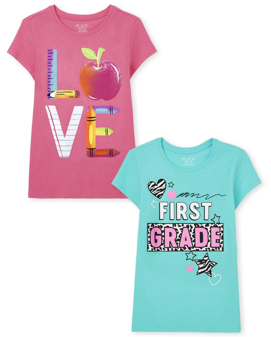 The Children's Place Girls School Days Graphic T-Shirts 2-Pack Size XL