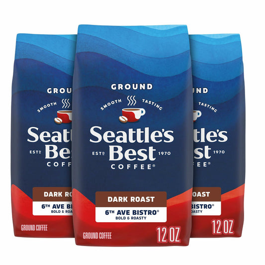BestBy06/25 Seattle's Best Coffee Dark Roast Ground 100% Arabica 12oz 3 Bags