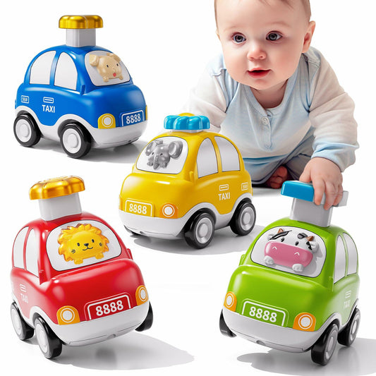 JUKUDAHU Animal Press and Go Car Toys for Toddlers Ages 1-5 Boys Girls