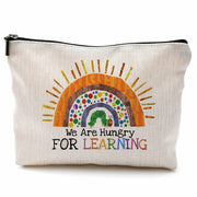 QGFM Teacher Makeup Bag Rainbow Cosmetic Purse Multicolor Travel Pouch
