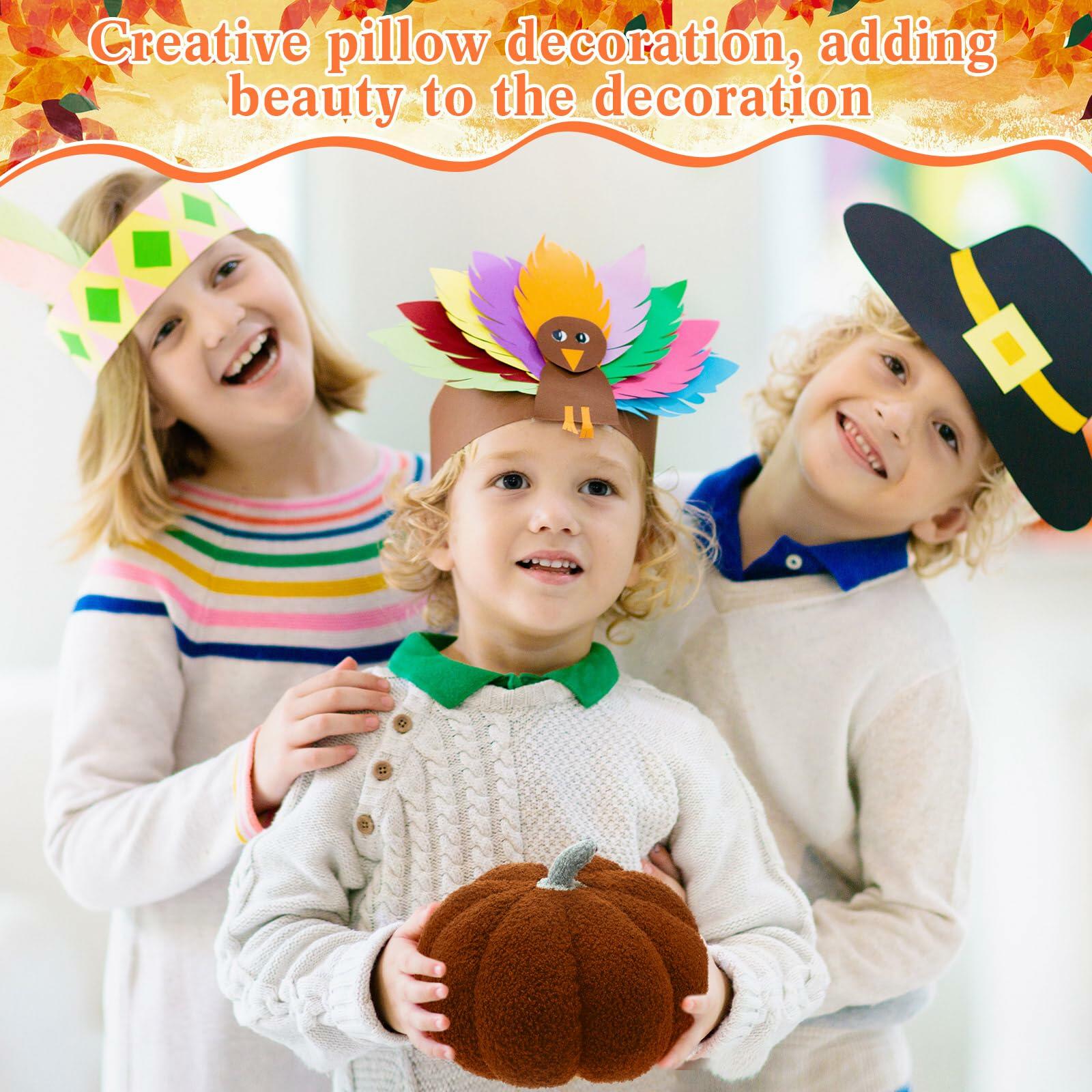 Beeveer 4 Pcs Pumpkin Throw Pillows 18x18in Brown White Sofa Cushion Covers