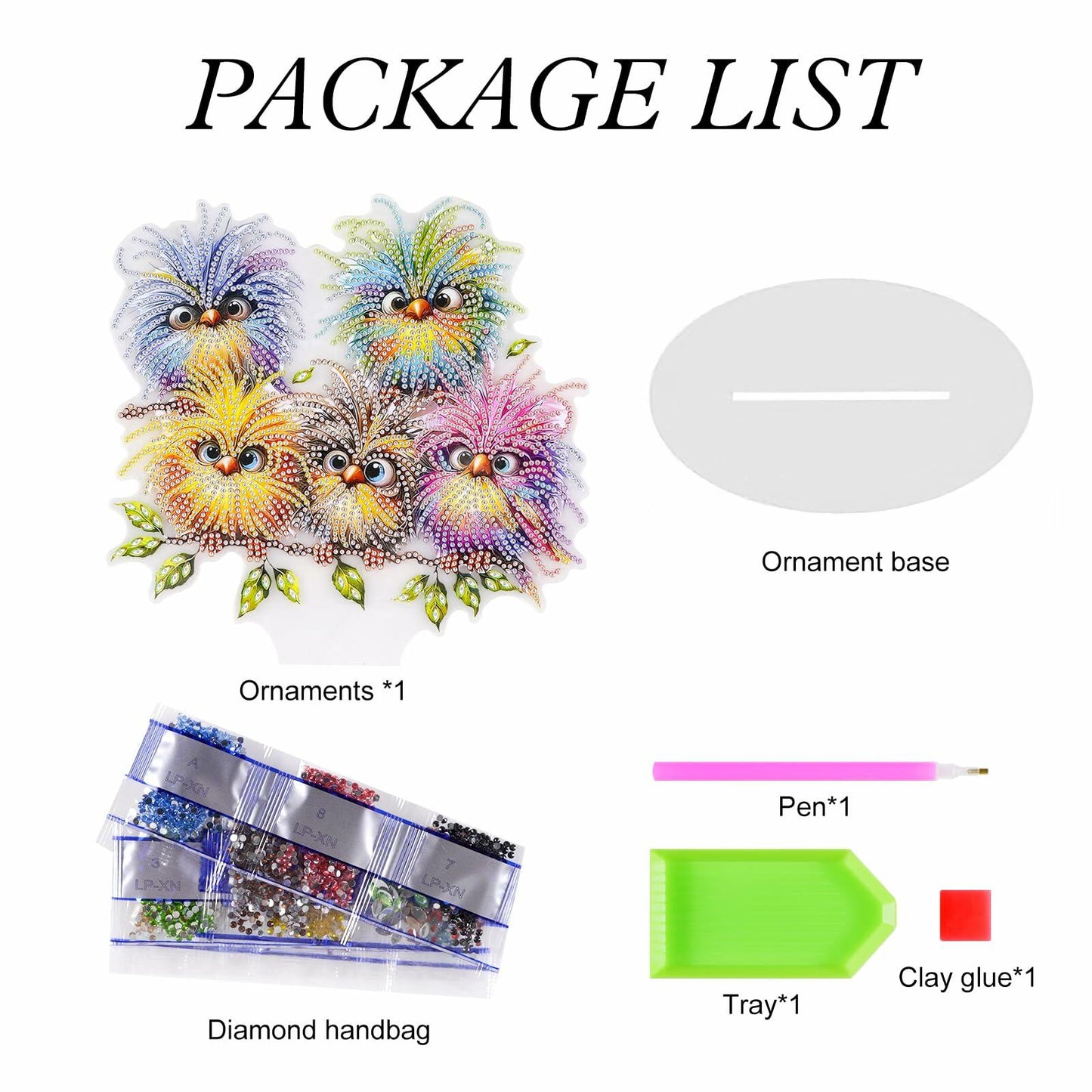 DIY Tabletop Diamond Art Kit Bird Crystal Cross Flower Painting Craft Kit