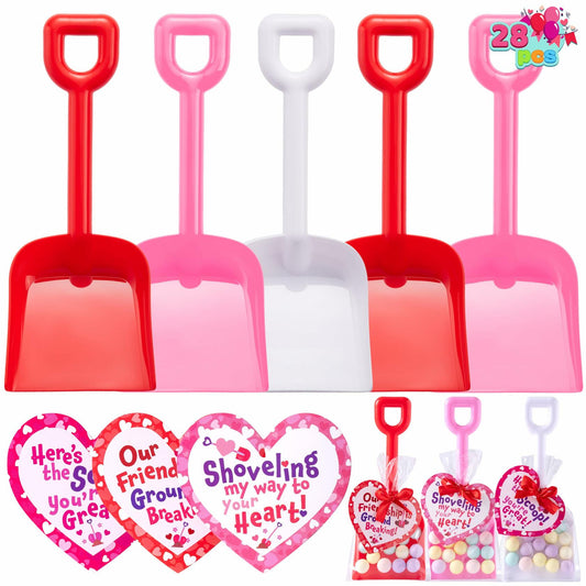 JOYIN 28 Plastic Toy Shovels Pink Red White Kids Party Favor Valentines