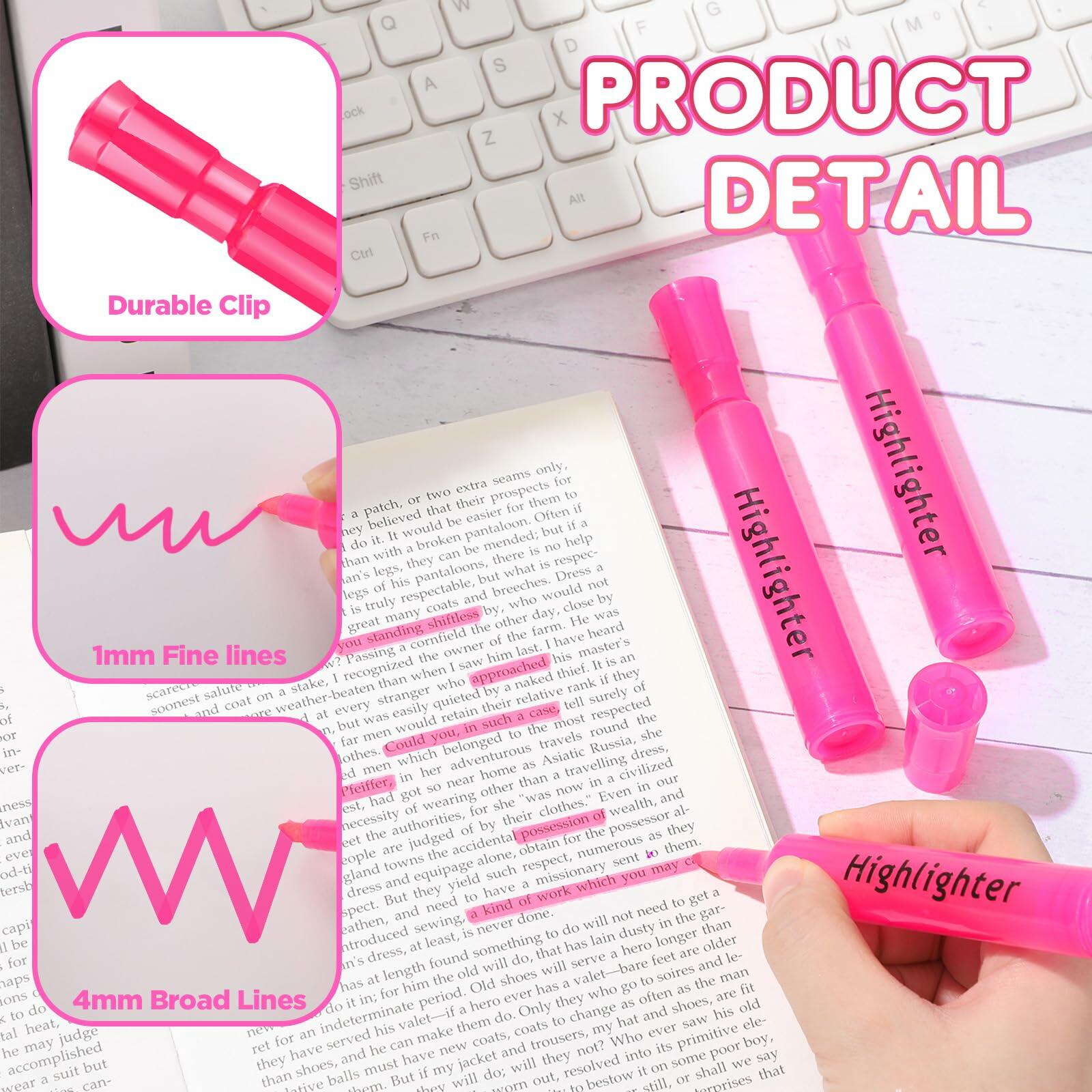 Qilery Highlighters 30 Pack Pink Tank Style Chisel Tip Quick Dry Markers