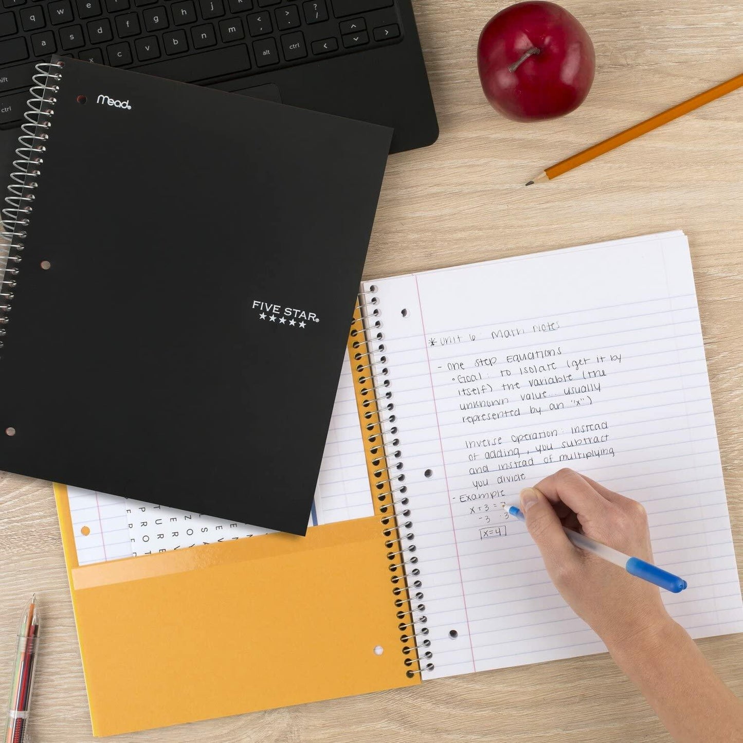 [Like_new] Five Star 5-Subject Spiral Notebook College Ruled 8.5x11 Black 200 Sheets