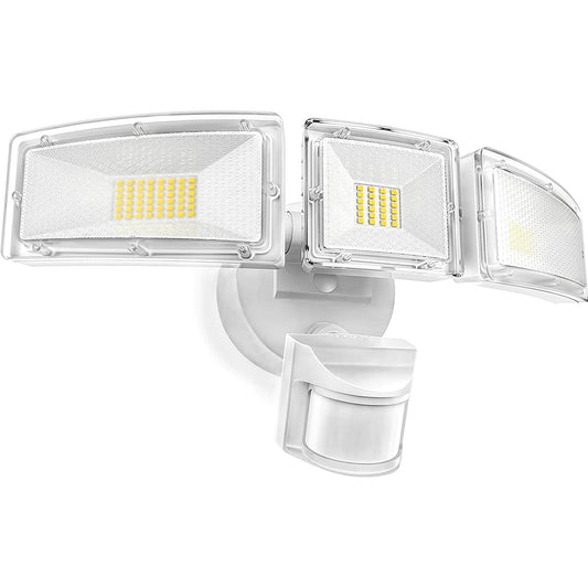SAATLY Motion Sensor Outdoor Lights 4600LM LED IP65 Waterproof 3 Head