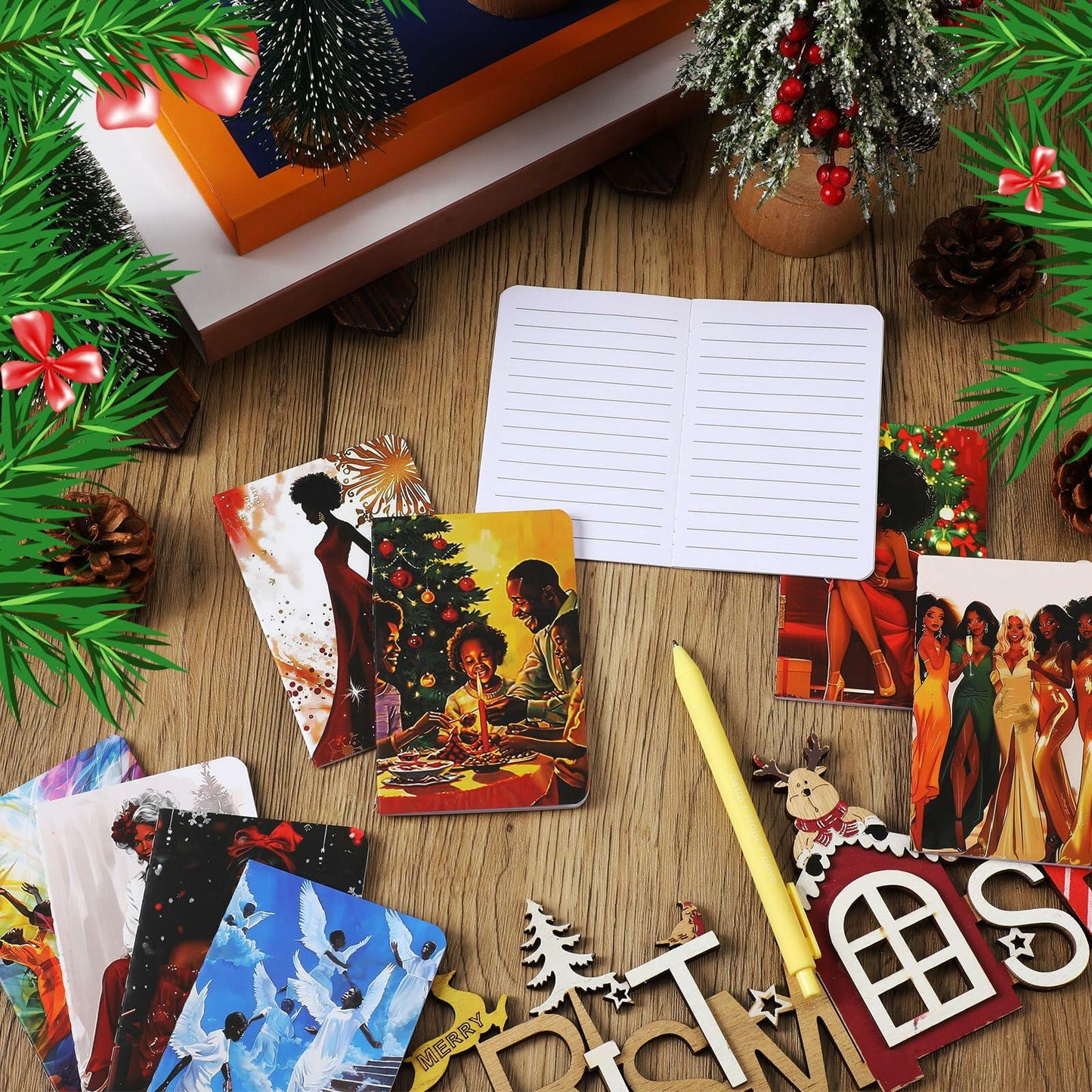 Saypacck 24 Pcs Black Women Mini Journals Inspirational Notebooks Black