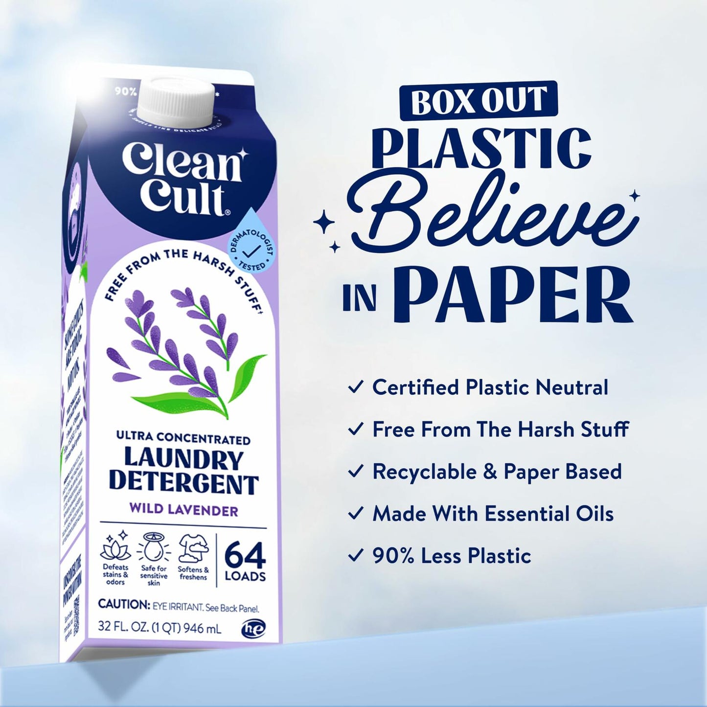 Ultra Concentrated Liquid Laundry Detergent Soap 96oz 192 Loads Wild Lavender