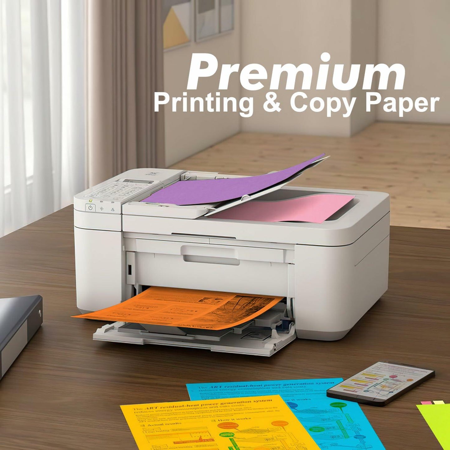 Color Print & Copy Paper 8.5x11in 180 Sheets 6 Colors Pastel 20lb 90GSM