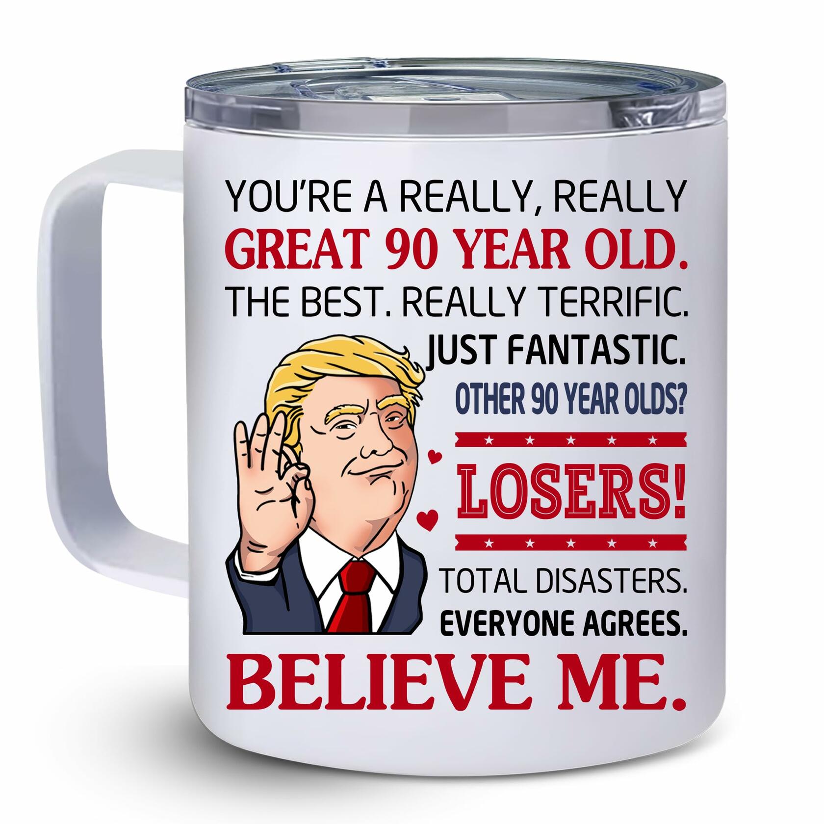 NAHOTICQ 90th Birthday Tumbler Mug 12oz Gift for Men Women