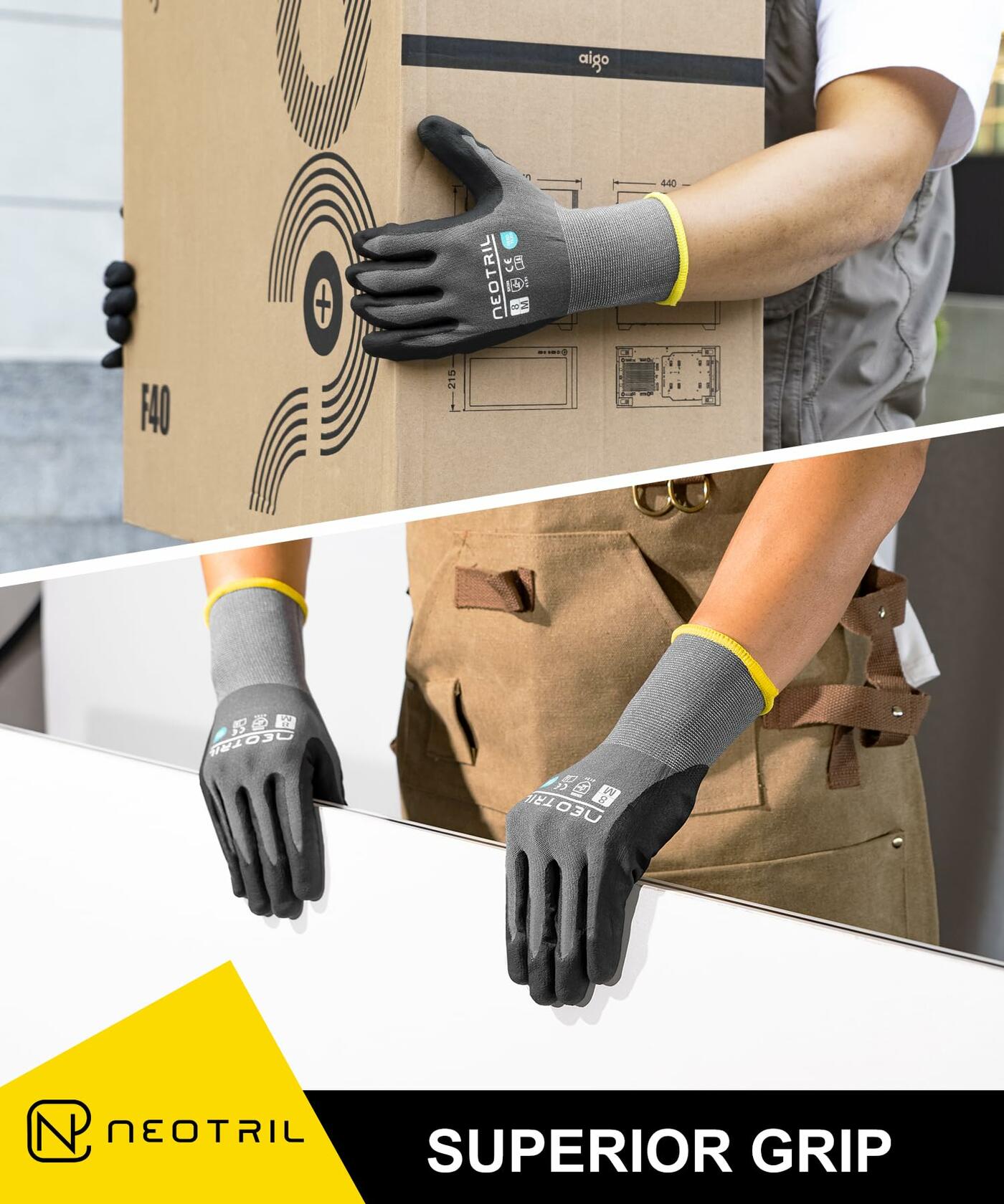 [Like_new] NEOTRIL Safety Work Gloves MicroFoam Nitrile Coated Seamless Knit 6 Pairs Size S