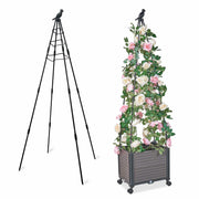 GOTRUTH Obelisk Trellis with Planter Boxes 63" Rustproof Outdoor Plant Support