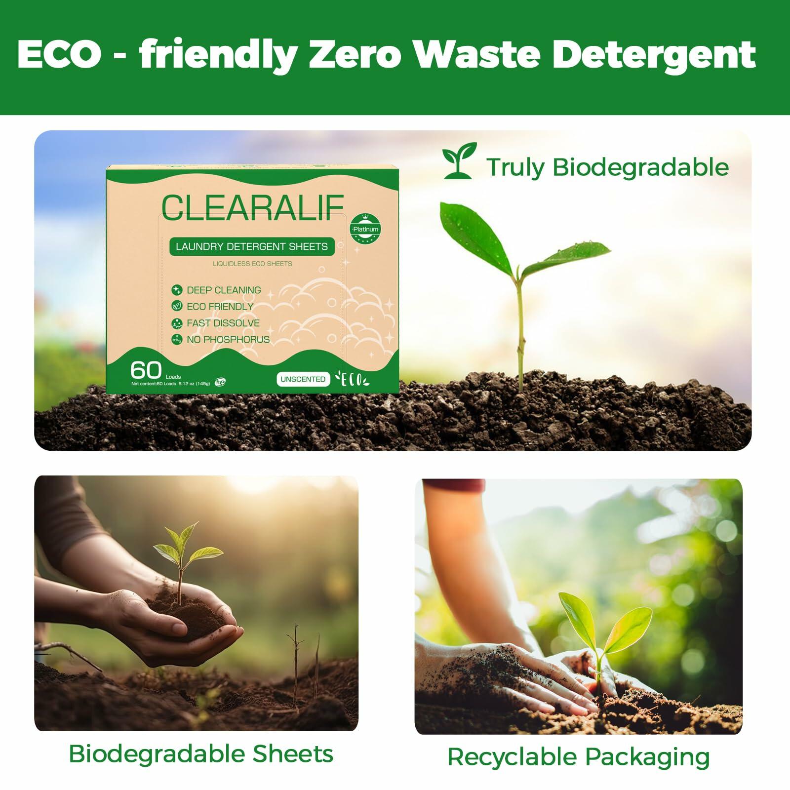 Laundry Detergent Sheets Up to 60 Loads Fresh Unscented Lightweight Eco Friendly