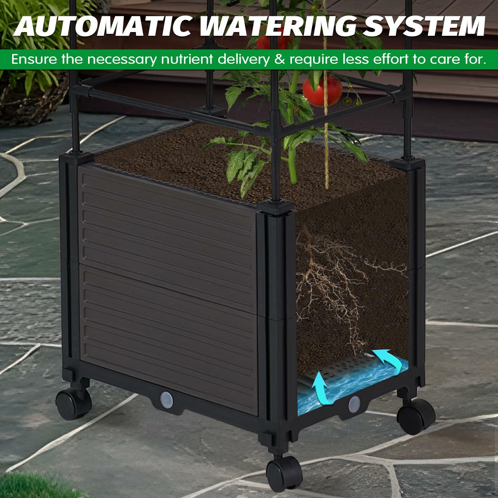 GOTRUTH Obelisk Trellis with Planter Boxes 63" Rustproof Outdoor Plant Support