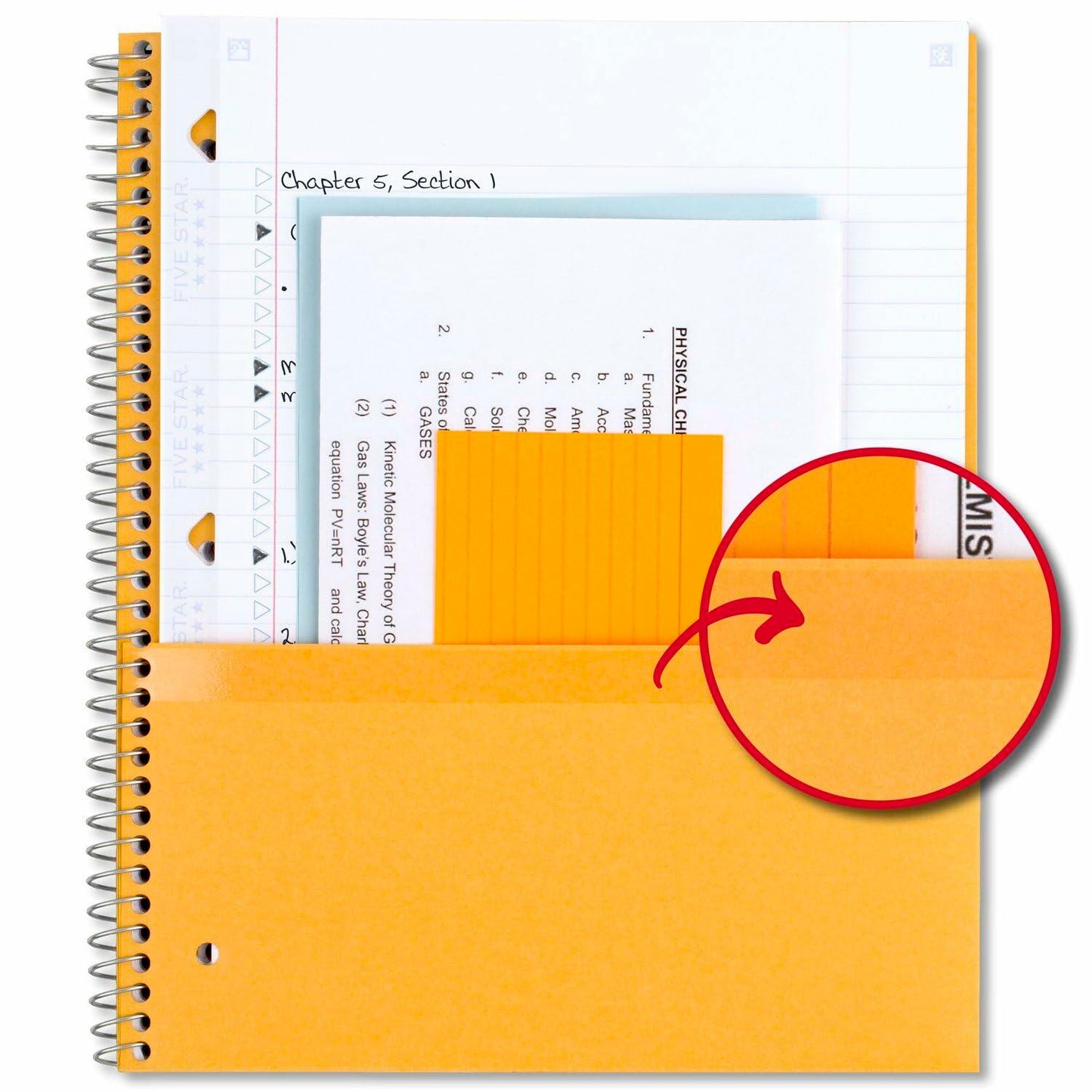 [Like_new] Five Star 5-Subject Spiral Notebook College Ruled 8.5x11 Black 200 Sheets