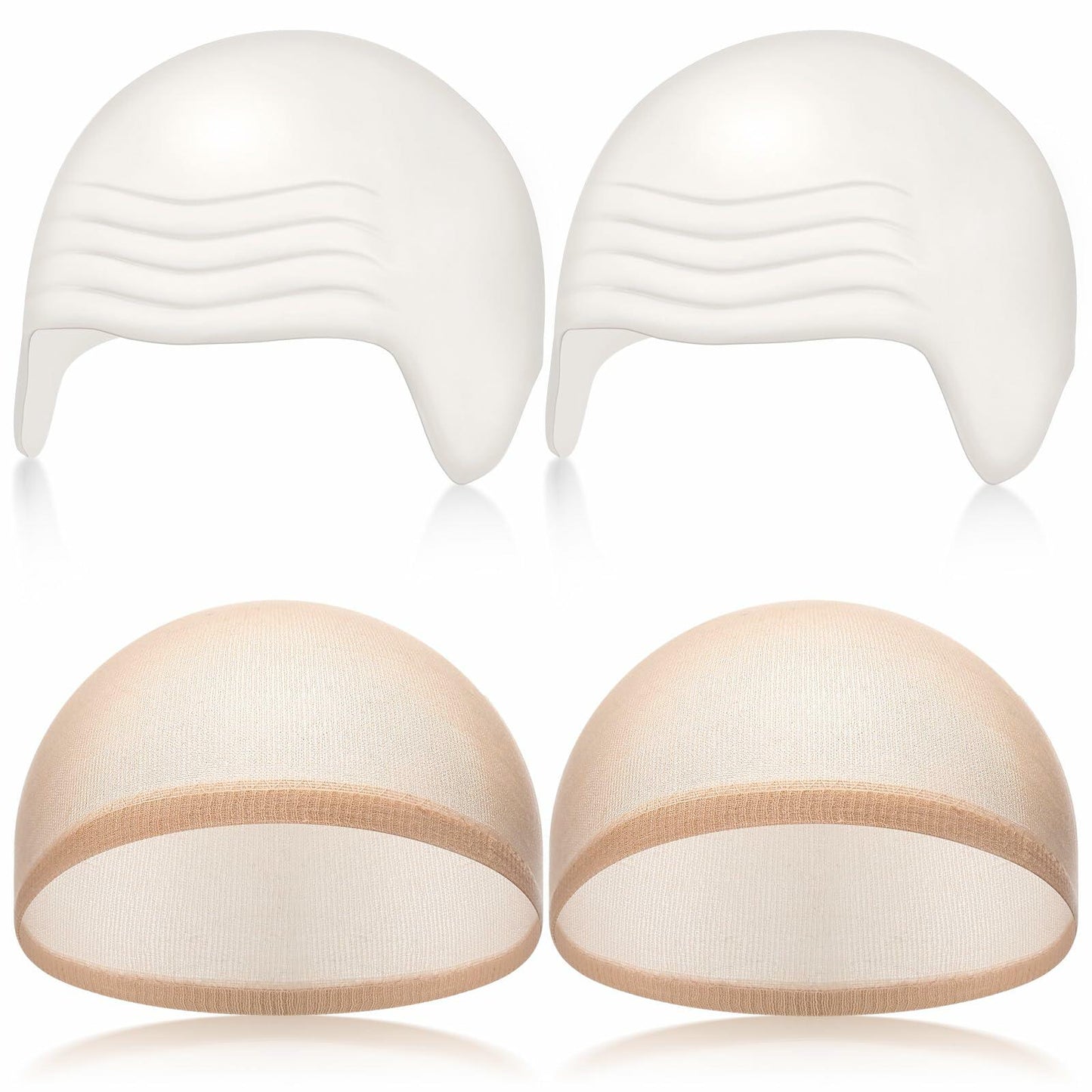 Syhood Halloween Bald Caps Latex Wig Cap Costume Accessories White 4 Pack Size M