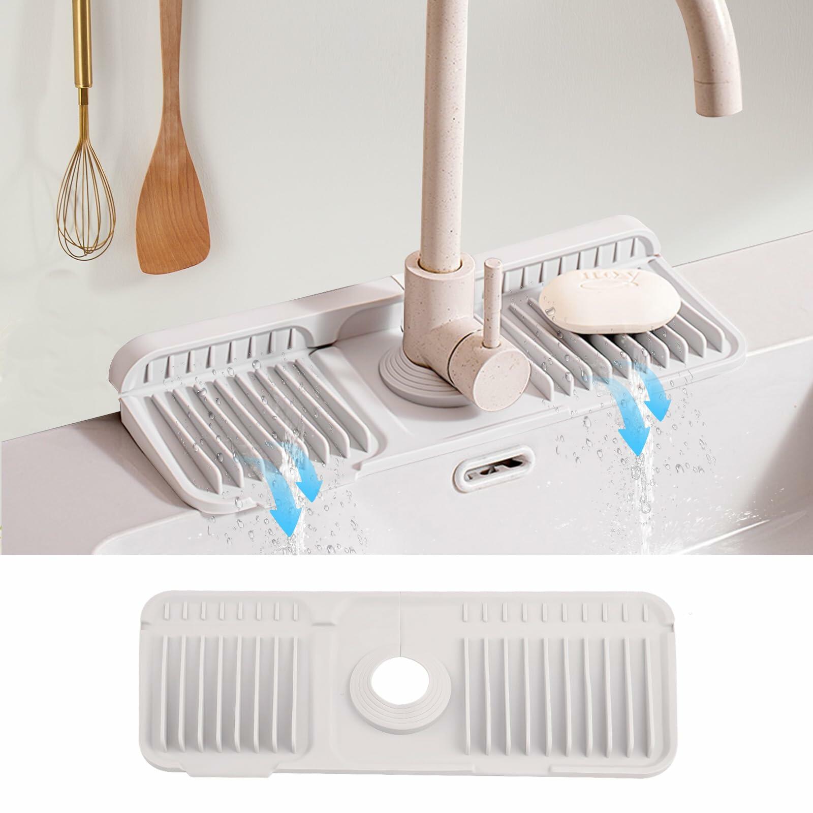 Qesulk Silicone Sink Splash Guard Foldable Faucet Mat Kitchen Bathroom