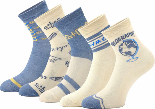 Glamorstar Women's Cotton Crew Socks 5 Pairs Blue Earth Size US One