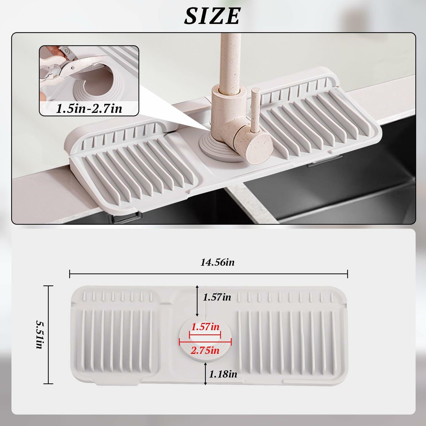 Qesulk Silicone Sink Splash Guard Foldable Faucet Mat Kitchen Bathroom